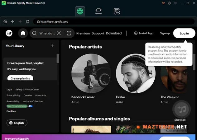 DRmare Spotify Music Converter 2.9.1.460 for Windows DRmare Spotify Music Converter screenshot