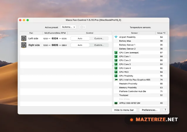 Macs Fan Control 1.5.21 For Mac Macs Fan Control 1.5.21 Screenshots